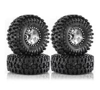 MGHGFYTAS Compatible With Traxxas For TRX4 D90 For Axial For SCX10 II III RS 1/10 RC Car Parts 120mm Metal 1.9" Beadlock Wheel Rim Rubber Tire Rc car wheels rims tires(White)