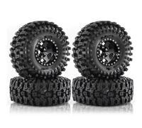 MGHGFYTAS Compatible With Traxxas For TRX4 D90 For Axial For SCX10 II III RS 1/10 RC Car Parts 120mm Metal 1.9" Beadlock Wheel Rim Rubber Tire Rc car wheels rims tires(Black)