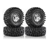 MGHGFYTAS Compatible With Traxxas For TRX4 D90 For Axial For SCX10 II III RS 1/10 RC Car Parts 120mm Metal 1.9" Beadlock Wheel Rim Rubber Tire Rc car wheels rims tires(White)
