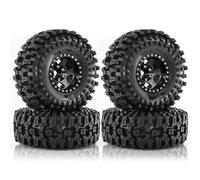 MGHGFYTAS Compatible With Traxxas For TRX4 D90 For Axial For SCX10 II III RS 1/10 RC Car Parts 120mm Metal 1.9" Beadlock Wheel Rim Rubber Tire Rc car wheels rims tires(Black)