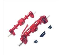 MGHGFYTAS Compatible With WPL C14 C24 C34 B14 B24 RC Car Upgrade Parts Metal Front Rear Portal Bridge Axle Differential Assembly Kit RC car front rear axle(Red)