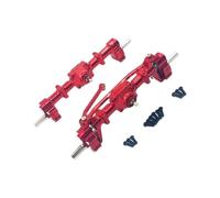 MGHGFYTAS Compatible With WPL C14 C24 C34 C44 C54 C64 C74 B14 B24 1/16 RC Car Upgraded Modification Parts Metal Front Rear Door Bridges RC car front rear axle(Red)