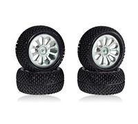 MGHGFYTAS RC Car Accessories Compatible With MJX For Hyper Go 16207 K929 MN128 86s 1/16 RC Car Upgrade Parts Accessories Metal Wheel Rims Tires Rally Wheels(Silver)