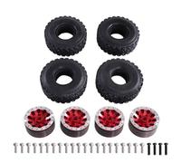 MGHGFYTAS RC Car Accessories Compatible With MN For MN82 LC79 For MN78 D90 For WPL For JJRC 1/12 1/16 RC Car Parts Metal Six Wheel Drive Clip Tire Wheel Hub Tires(Red)