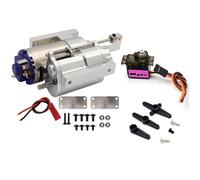 MGHGFYTAS RC Car Accessories Compatible With WPL B1 B14 B24 C14 C24 For MN D90 D91 MN96 1/12 RC Car Parts Full Metal 2 For Speed Gearbox Transmission With Servo(Silver With Servo)