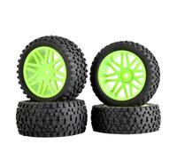 MGHGFYTAS RC Wheel Tire Compatible With HSP 4pcs Rubber RC 1/10 For Buggy Wheels Tires 12mm Hex Hub RC Off Road Car Upgrade Parts(Green)