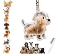 MGHN Dog Hair Collector Keychain Charm Memorial Storage Box, Transparent Pet Hair Memorial Keepsake, Cute Pet Lovers Memorial Gift, Dog Hair Holder Accessory(Style-F)
