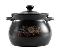 MGHRUE Clay Cooking Pots,Chinese Casserole Black Terracotta Stew Soup Pot Potsscratch Resistant Clay Pots,7.3L