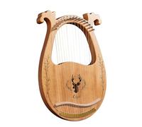 MGHRUE Lyre Harp Resonance Box, C Key 16-String Wooden Lyre Harp Resonance Box String Instrument with Tuning Wrench 3Pcs Picks Sticker Extra Set of Strings,Wood