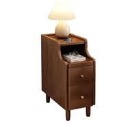 MGHRUE Side Table Bedside Chest Narrow Nightstand Tall Narrow Bedside Table with Drawers Tall Bedside Cabinet Slim Bedroom Side Table End Tables, 2 Colors,Brown,20cm