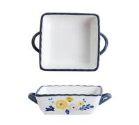 MGHRUEWH Ceramic Baking Dishes, Casserole Dishes for Oven, Rectangular Lasagna Pans Deep with Handles for Baking Cake Kitchen, Cooking, Meat Or Vegetable Casseroles, Banquet,C