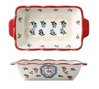 MGHRUEWH Rectangular Ceramics Baking Dishes with Handle, Casserole Dish Baking Dish, Lasagne Dish, Oven To Table Baking Dish with Ceramic Handles Ideal for Lasagne/Pie/Casserole/Tapa,600ml