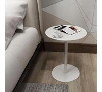 MGHRUEWH Round End Table Metal Sofa Side Table, Modern Cocktail Table Snack Table for Living Room, Bedroom, Balcony, Patio,White,48cm