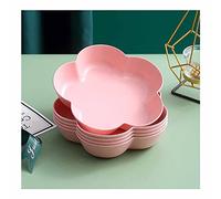 Mgiahekc Appetizer Plates 7 Inch, Creative Flower Shape Salad Dessert Plate, Easy to Clean and Stackable for Daily Meals, Parties, Hospitality,Pink,5pcs