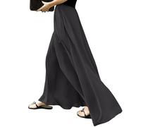 MGizo DtiSpectrum Women Wide Leg Trousers Culotte - Elegant Satin Palazzo Pants, Oversize Chiffon Flowy High-Waisted Long Lounge Pants for Ladies, Silky Maxi Skirt Black