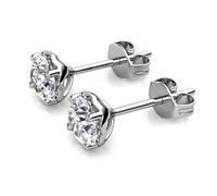 MGJ™ 1ct Moissanite Earrings Studs | 925 Sterling Silver | GRA Certified | 18K White Gold Plated | Brilliant Cut | Ready-to-Gift White Box & Pouch | Personalized Message Card (Happy Anniversary)