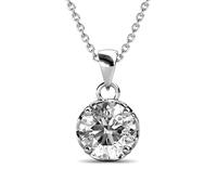 MGJ™ 1ct Moissanite Pendant Necklace | 925 Sterling Silver | GRA Certified | Ready-to-Gift White Box & Pouch | 18K White Gold Plated | Brilliant Cut | Personalized Message (Happy Anniversary)