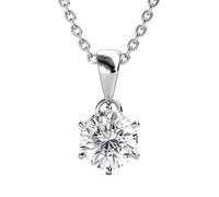MGJ™ 1ct Moissanite Solitare Pendant Necklace | 925 Sterling Silver | GRA Certified | Ready-to-Gift White Box & Pouch | 18K White Gold Plated | Personalized Message (Merry Christmas)