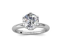 MGJ™ 925 Sterling Silver Moissanite Solitaire Ring | 6.5mm Round Brilliant Cut | GRA Certified | 18K White Gold Plated | Fits UK Sizes 6-8 | Gift-Ready with Box & Pouch (Merry Christmas.)