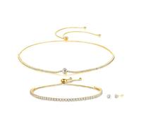 MGJ™ Crystal Pendant Necklace, Bracelet & Earrings Set for Women | Hypoallergenic Jewellery Gift Ready to Gift White Pouch Christmas Jewellery Gifts for He (Gold)