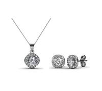 MGJ™ Crystal Pendant Necklace & Earrings Set for Women Hypoallergenic Jewellery Gift in Ready to Gift White Gift Pouch Christmas Jewellery Gifts for Her (Silver)