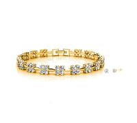 MGJ™ Crystals Solitaire Bangle & Earrings Set for Women | Comes in White Christmas Cracker Packaging for a Festive Gifting Experience | Hypoallergenic Jewellery Gift for Her (Gold)