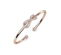 MGJ™ Infinity Knot Cuff Bangle Bracelet with Austrian Crystals, Brass, Rose Gold & White Gold Plated, Readi to Gift White Gift Box & Bag Jewellery (Rose Gold, Happy Anniversary)