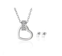 MGJ™ Swarovski Crystal Heart Pendant & Earrings Set for Women | Presented as a White Christmas Cracker Gift | Hypoallergenic Jewellery for Her (Silver)