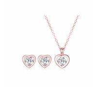 MGJ™ Swarovski Crystal Heart Pendant & Earrings Set for Women | Presented in White box,bag & christmas card for a Festive Touch | Hypoallergenic Jewellery Gift for Her (Rose Gold)