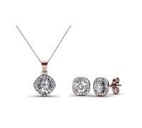 MGJ™ Swarovski Crystal Pendant Necklace and Earrings Set for Women | Hypoallergenic Jewellery Gift for Her | Available in Silver, Rose Gold (Rose Gold)
