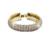 MGJ™ Swarovski Crystals Five-Row Bracelet for Women Pave Design | Hypoallergenic Jewellery Gift for Her | Available in Silver, Rose Gold, and Gold (Gold)