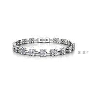 MGJ™ Swarovski Crystals Solitaire Bangle & Earrings Set for Women | Hypoallergenic Jewellery Gift for Her in Premium White Gift Box & Bag | Available in Silver, Rose Gold & Gold