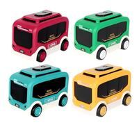 MGKEOUF 4PCS Alloy Diecast Pull Back Bus Toy Vehicles, School Bus Model Toy Friction Powered Toy Cars Push and Go Vehicles Toys Gift for Kids
