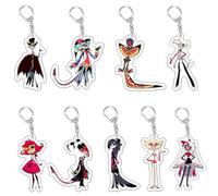 MGKEOUF 9-Pc Hazbin Acrylic Keyring Set,Hazbin Cosplay Keyrings,Cute Cartoon Keychains Perfect as Party Gift Fillers for Kids, Boys, and Girls | Ideal Anime Goodie Bag Additions