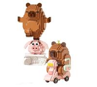MGKEOUF Capybara Building Block Set,Capybara Animals Block Set,Creative Diy Toy For Birthday Gifts,Stress Relief,Super Cute Guinea Pig Model,Home Decoration,14+,Brown,2pcs