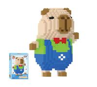MGKEOUF Capybara Building Blocks for Adults, 3D Crocodile headgear Capybara Model Mini Blocks Set, Kids Construction Toy Birthday Gift,Cute Desk Decor and Micro Building Kit for Animal Lovers Office