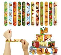 MGKEOUF Lion Slap Bracelets 24 PCs Jungle Animals Snap Bracelets Jungle Theme Party Bag Fillers Slap Bracelets for Kids' Party Favours Animal Snap Bands for Kids Boys and Girls Bracelets Wristbands