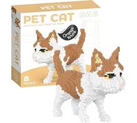 MGKEOUF Micro Building Blocks Cat, 800+ Pieces Ginger Animal Model, Creative DIY 3D Construction Toy, Desk Decor Figure, Birthday Gift for Boys Girls Adults Cat Lovers
