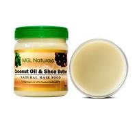 MGL Naturals Coconut Oil and Shea Butter Natural Hair Food made with Fair Trade organic ingredients from Ghana for hair growth, hair softness, shine, manageability and protect against hair loss.