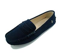 MGM-Joymod Ladies Women's Fashion Comfy Casual Slip-on Dark Blue Suede Leather Walking Driving Loafers Flats Moccasins Hiking Shoes 5.5 M UK