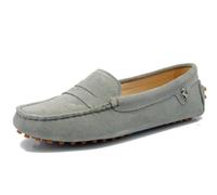 MGM-Joymod Ladies Women's Fashion Comfy Casual Slip-on Grey Suede Leather Walking Driving Loafers Flats Moccasins Hiking Shoes 5 M UK