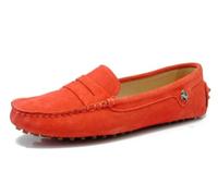 MGM-Joymod Ladies Women's Fashion Comfy Casual Slip-on Orange Red Suede Leather Walking Driving Loafers Flats Moccasins Hiking Shoes 5 M UK