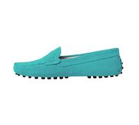 MGM-Joymod Ladies Women's Fashion Comfy Casual Slip-on Turquoise Suede Leather Walking Driving Loafers Flats Moccasins Hiking Shoes 6 M UK