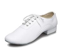 MGM-Joymod Men's Classic Lace-up Perforated Salsa Chacha Jazz Rumba Samba Ballroom Latin Modern Dance Shoes (White) 10.5 M UK