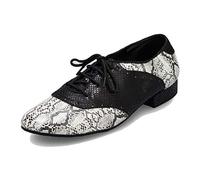 MGM-Joymod Men's Classic Lace-up Snakeskin Social Tango Samba Practice Ballroom Latin Modern Dance Shoes (Black White) 6.5 M UK