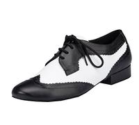 MGM-Joymod Men's Comfort Ballroom Latin Modern Dance Shoes (Black White) 14 M UK