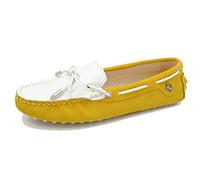 MGM-Joymod Women's Casual Comfortable Yellow Suede Leather Bowknot Driving Outdoor Walking Weekend Loafers Flats Boat Shoes 6.5 M UK