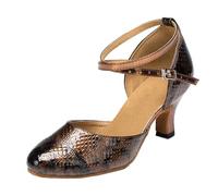 MGM-Joymod Women's Closed Toe Ankle Strap Snakeskin Synthetic Ballroom Modern Latin Dance Shoes 5 M UK
