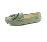 MGM-Joymod Women's Comfortable Khaki Suede Leather Tassel Buckle Driving Outdoor Walking Casual Flats Slip-on Loafers Boat Shoes 6.5 M UK