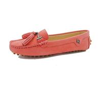 MGM-Joymod Women's Comfortable Pink Leather Tassel Buckle Driving Outdoor Walking Casual Flats Slip-on Loafers Boat Shoes 4 M UK